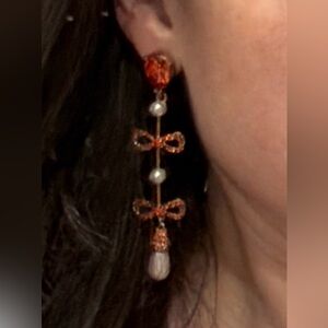 New Vintage Oscar De La Renta Gold Bow Earrings